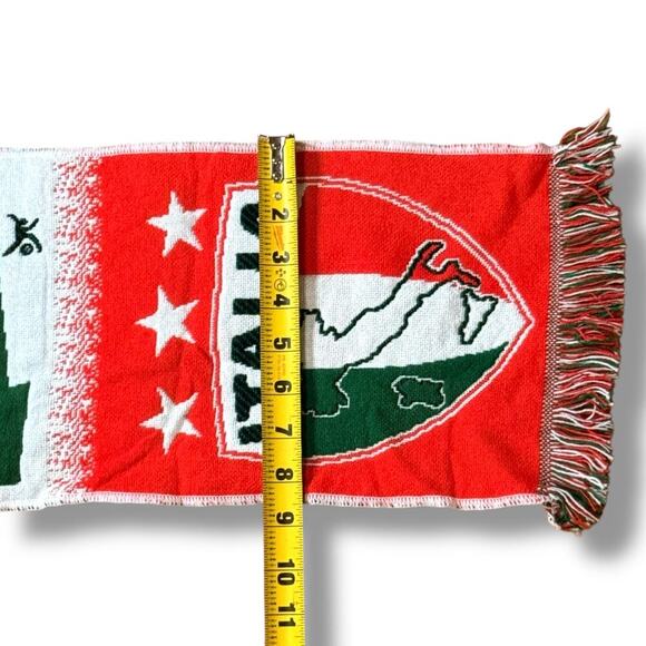 Italia Forza Azzuri Scarf Unisex Red White Green Knit Fringe Football Soccer - Picture 5 of 5
